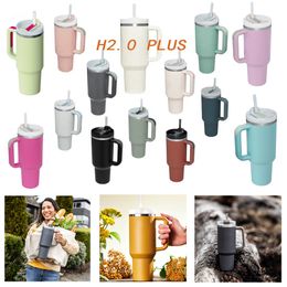 Mugs 1200ml 40oz Tumbler with Handle Stainless Steel Water Bottle Straw Vacuum Thermos Cup Large Capacity Travel Car Coffee Mug 230927