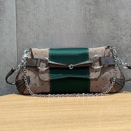 Designer-Kettentasche, mittelgroße Umhängetasche, Handtasche, luxuriöse Clutch, Dinner-Tasche, Achseltasche, flache Geldbörse, Herbst-Winter 2023, Ebenholz, Original-Canvas, braunes Leder, silberne Hardware