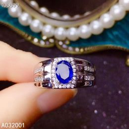 Cluster Rings KJJEAXCMY Fine Jewelry Natural Sapphire 925 Sterling Silver Adjustable Gemstone Men Ring Support Test Fashion