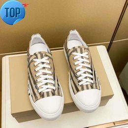 Designer Men Print Cheque Cotton Sneakers Women Leather Sneaker Lace Up Classic Lattice Shoes Outdoor Casual Top Quality With Box 288H