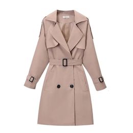 Womens Trench Coats Large size 4XL Coat Khaki Slim Doublebreasted Ladies Outwear With belt Female Casual Windbreaker Autumn 230927