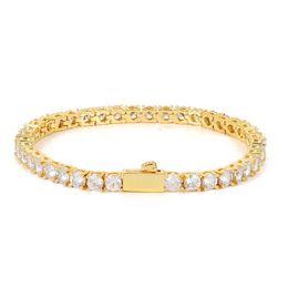 Tennis Bracelet 3mm 4mm 5mm Hip Hop Tennis Chains Jewellery Mens Zircon Bracelet 18k Real Gold White Gold Plated Bling