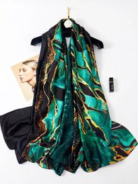 Scarves Women Silk Winter Scarf Luxury Design Print Lady Beach Shawl Scarves Fashion Smooth Foulard Female Hijab 230927