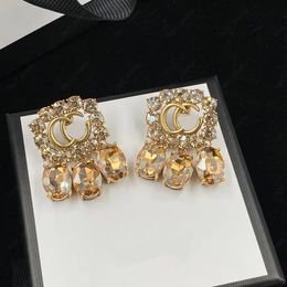 2023 New fashion crystal Pendant Charm Earrings aretes orecchini women's letter square designer earrings