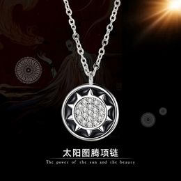 Sun totem Sterling Silver 925 Necklace style personality fashion hip hop sweater chain sun god trend men's Pendant