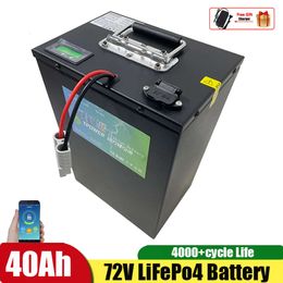 Batteria al litio ferro LiFePo4 72V 40Ah Bluetooth BMS APP per scooter 3000W moto carrello elevatore gru camion + caricabatterie
