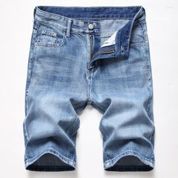Men's Shorts Fashion Summer Men Slim Denim Business Casual Stretch Blue Solid Colour Short Jeans Male Brand Clothes Plus Size 42