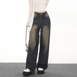 Women's Jeans High-waisted Baggy Vintage Y2K Style Fashion Streetwear Wide-leg Trousers Aesthetic Denim