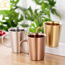 Mugs 310/350ml 304 Stainless Steel Double Layer Coffee Cup Creative Water Heat Insulation Beer Drinkware 230927