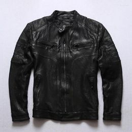 Men's Leather LZ488 Asian Size Super Genuine Goat Rider Jacket