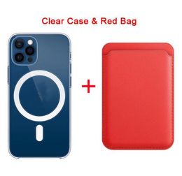 Magnetic Cases 2in1 For Magsafe Wireless Charging Transparent Phone Case For iPhone 12 11 13 XS Max Leather Card Holder Cover