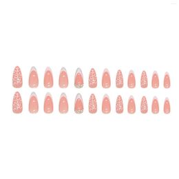 False Nails White Edge Light Pink Press-on Nail Harmless Eco-friendly Reusable Resin Fake For Women And Girl Party Activity