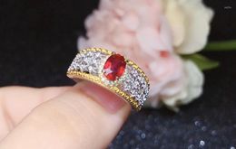 Cluster Rings Coming Natural And Real Ruby Ring 925 Sterling Silver Fine Jewelry