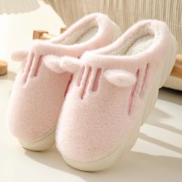 Slippers Ladies pink slippers cotton women winter footwear home fur shoes couples cute platform slippers female male plush shoes 230926