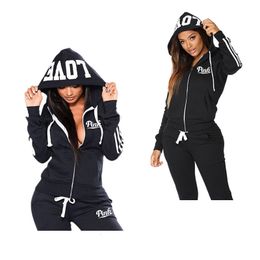 Women's Two Piece Pants Women Sportswear 2 Pieces Set Spring and Autumn Lady Hoodies Solid Color Zip Up Training Jogging Female Outerwear Suit 230926