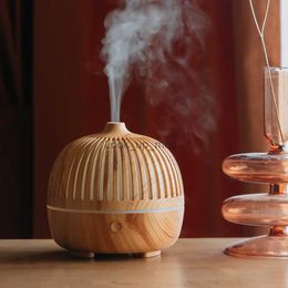 Humidifiers USB Ultrasonic Air Humidifier Home Aromatherapy Humidifiers Wood Grain Vase Essential Oil Diffusers Car Air Purifier Humificador YQ230927