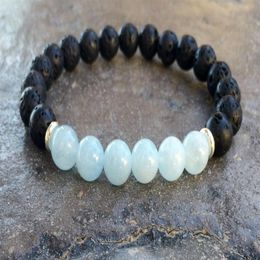 SN1064 High Quality Volcanic Lava Aquamarine Bracelet Fashion Natural Stone Mens Bracelet New Design Yoga Bracelet317O