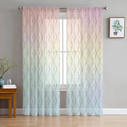 Curtain Geometric Simple Minimalist Voile Sheer Curtains For Living Room Window Chiffon Tulle Kitchen Bedroom Drapes Home Decor 230927