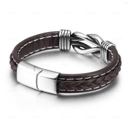 Link Bracelets Ethnic Style Jewelry Stainless Steel Bracelet For Men Hand Woven Leather Titanium Braided Temperament