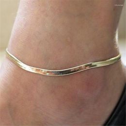 Anklets Korean Trendy Summer Jewelry Glossy Snake Chain Bracelets Ankle Sterling Silver For Women Foot Bracelet White Gold Plated