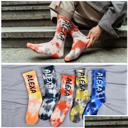 Shoe Parts Accessories Socks Skateboard Fashion Tie-Dye Letter Cotton Colorf Vortex Alexa Funny Happy Hiphop Soft Girls Sockings M Dhqqk