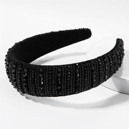 Rhinestone Girls Black Hairbands Full Diamond Headbands For Women Girls Solid Colour Hair Hoop Women Hair Accessories324V