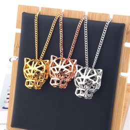 Pendant Necklaces Classic Fashion Leopard Head Cubic Zirconia Stone Animal Panther Necklace For Men Or Women Designer Copper Jewel247e