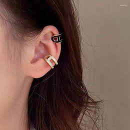 Backs Earrings 1pc Earbone Fake Piercing Without Ear Hole Earcuff Drop Black Oil For Women French Chic Clip Y2k Jewellery KDE138