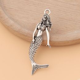 Pendant Necklaces 5pcs/Lot Tibetan Silver Large Mermaid Charms Pendants For DIY Necklace Jewellery Making Findings Accessories