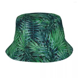 Berets Stylish Palm Tropical Leaves Bucket Hat Unisex Lightweight Cactus Monstera Fisherman Cap Summer Beach Getaway Headwear