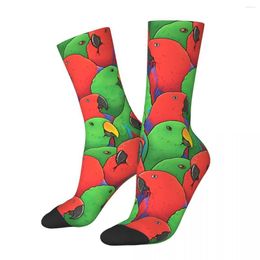 Men's Socks Funny Male And Female Eclectus Parrots Vintage Parrot Pet Bird Street Style Novelty Crew Sock Gift Pattern Printed