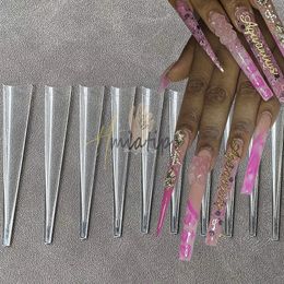 False Nails 500pcs 5XL Long Stiletto Acrylic Nail Tips Half Cover UV Gel DIY Polish Nail Art Tool with Scale Artificial Nail Mold Tips 230927