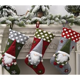 New Year Christmas Stocking Sack Xmas Gift Candy Bag Noel Christmas Decorations for Home Natal Navidad Sock Tree Decor1257C