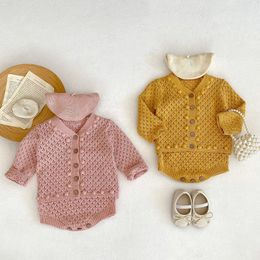 Cardigan Autumn Boy Girl Baby Knitted Cardigan Handmade Ball Hollow Out Sweater Children Solid Simple Casual Tops Jacekt Kid Cotton Coat 230927
