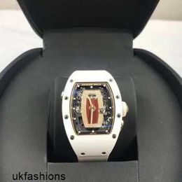 Swiss Original Watch Richardmill Men;s/Women's Watches Richardmill Women's Watch Women's Series RM037 White Ceramic Red Lip Women's Watch Used Luxury Watch HBJV