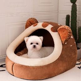 kennels pens YOKEE Dog Bed Four Seasons Puppy House Cozy Tent Cave Indoor Nest Kennel Hut for Small Medium Cat Soft Basket Deep Sleep 230926