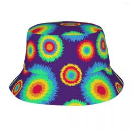 Berets Tie Dye Bob Hat For Men Women Summer Sun Hats Street Packable Vacation Fishing Caps