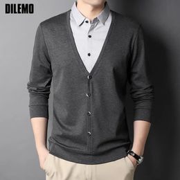Men's Sweaters Top Quality Brand Fashion Knit Trendy Fake Two Collared Cardigans For Men Sweater Designer Casual Coats Jacket Clothes 230927