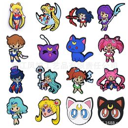 girl sailormoon Anime charms wholesale childhood memories funny gift cartoon charms shoe accessories pvc decoration buckle soft rubber clog charms