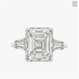 New Real 925 Sterling Silver Luxury Asscher Cut Diamond Wedding Engagement Ring for Women Silver Radiant Cut Ring Jewellery N64231J