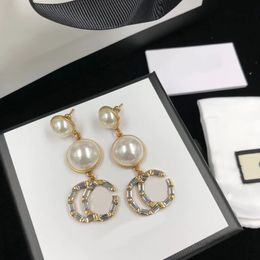 Luxury designer fashion Dangle Chandelier Earrings Pearl Letter Pendant earrings Women's wedding party gift Jewellery