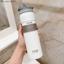 Mugs Ah yuan 530/750ml Thermos Cup with Straw Stainless Steel Thermal Bottle Cover Insulation Straight Flask Water Tumbler Mug 230927