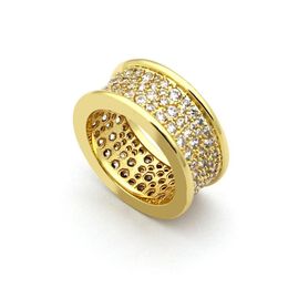 Fashiion Eleastic Brand rhinestone wedding ring full diamond spring joint brand for women Vintage rings men Jewellery 18k gold L266G