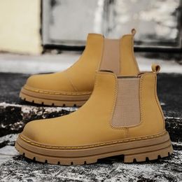 Boots Autumn Men's Wear Resistant Waterproof High-top Soft Bottom Work Clothes Anti-slip Yellow Men