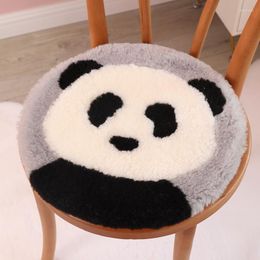Pillow Cute Panda Cartoon Wool Chair Dining Round Seat Dressing Stool Creative Short Hair