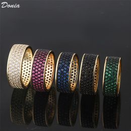 Donia Jewellery luxury ring European and American fashion round copper micro-inlaid Colour full zircon creative designer gift2812