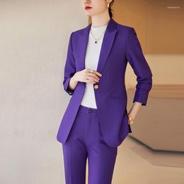 Women's Two Piece Pants High Quality Fabric Formal Women Business Suits With And Jackets Coat Professional Work Wear Trousers Set OL Styles