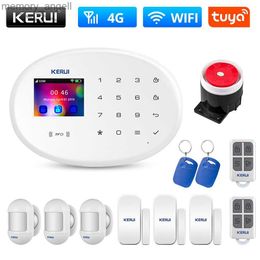 Alarm systems KERUI W20 WIFI GSM 4G Alarm System Home Security Tuya App Control 8 Language Switch RFID Touch Keypad Motion Detection Alarm Kit YQ230927