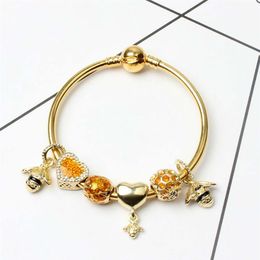New Fashion Bracelets For European Charms Love Heart Beads Queen Bee pendant Bangle for Christmas gift Diy Jewelry243a