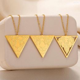 Pendant Necklaces Stainless Steel Necklace For Women Men Elephant Head Gold Plated Triangle Animal Friendship Jewelry